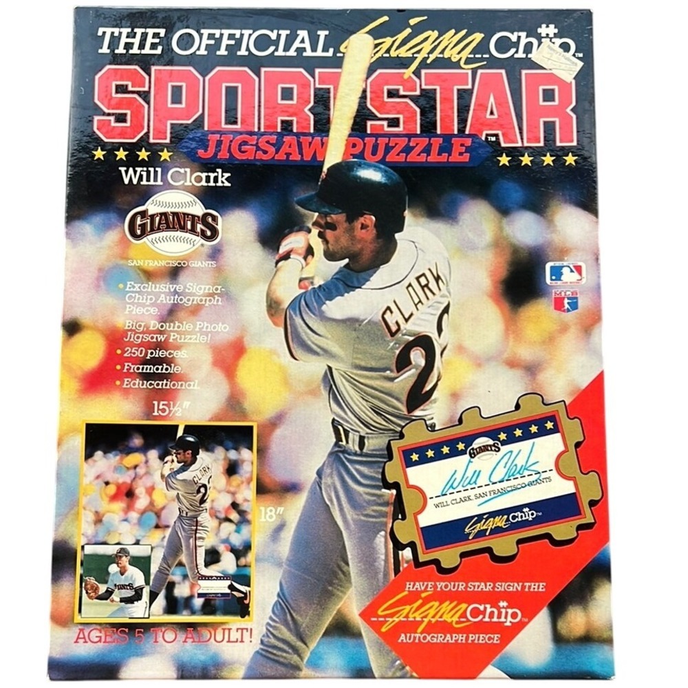 Will Clark MLB Sigma Chip Sportstar Jigsaw Puzzle 250 SF Giants Vintage Sealed‎